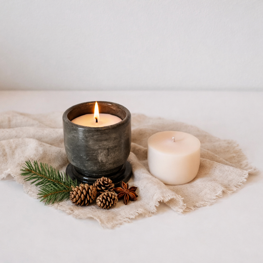 Fluum Natural Candle Starter Kit — Concrete Jar + Refill (Small)